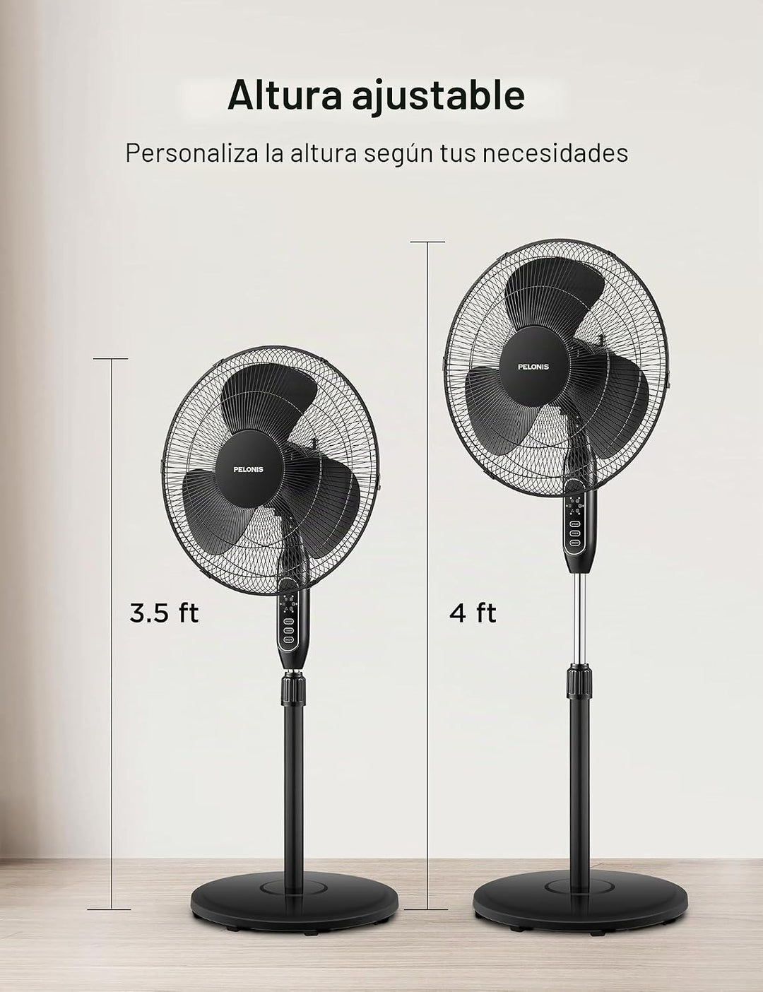 PELONIS Ventilador de pedestal oscilante ajustable de 16" con c...