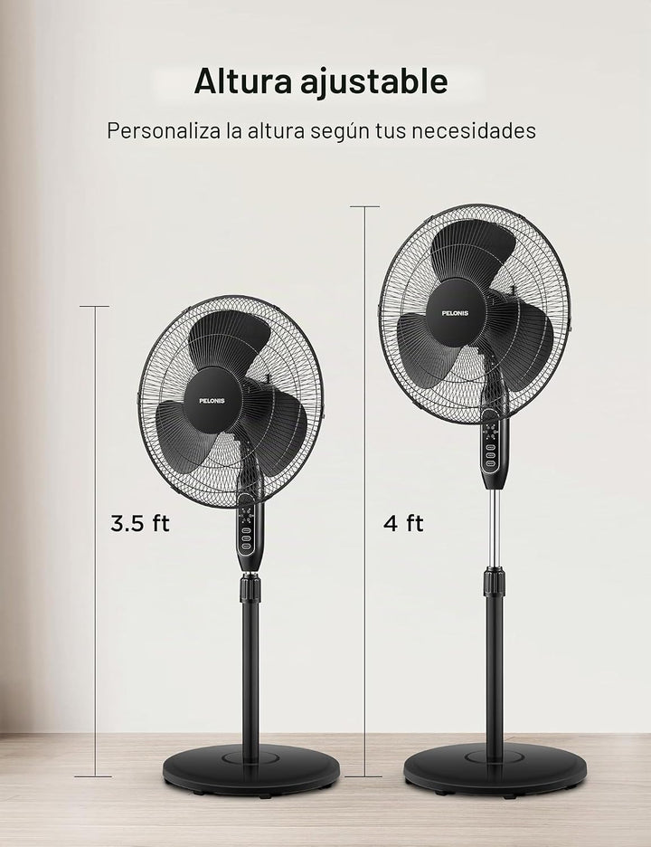 PELONIS Ventilador de pedestal oscilante ajustable de 16" con c...