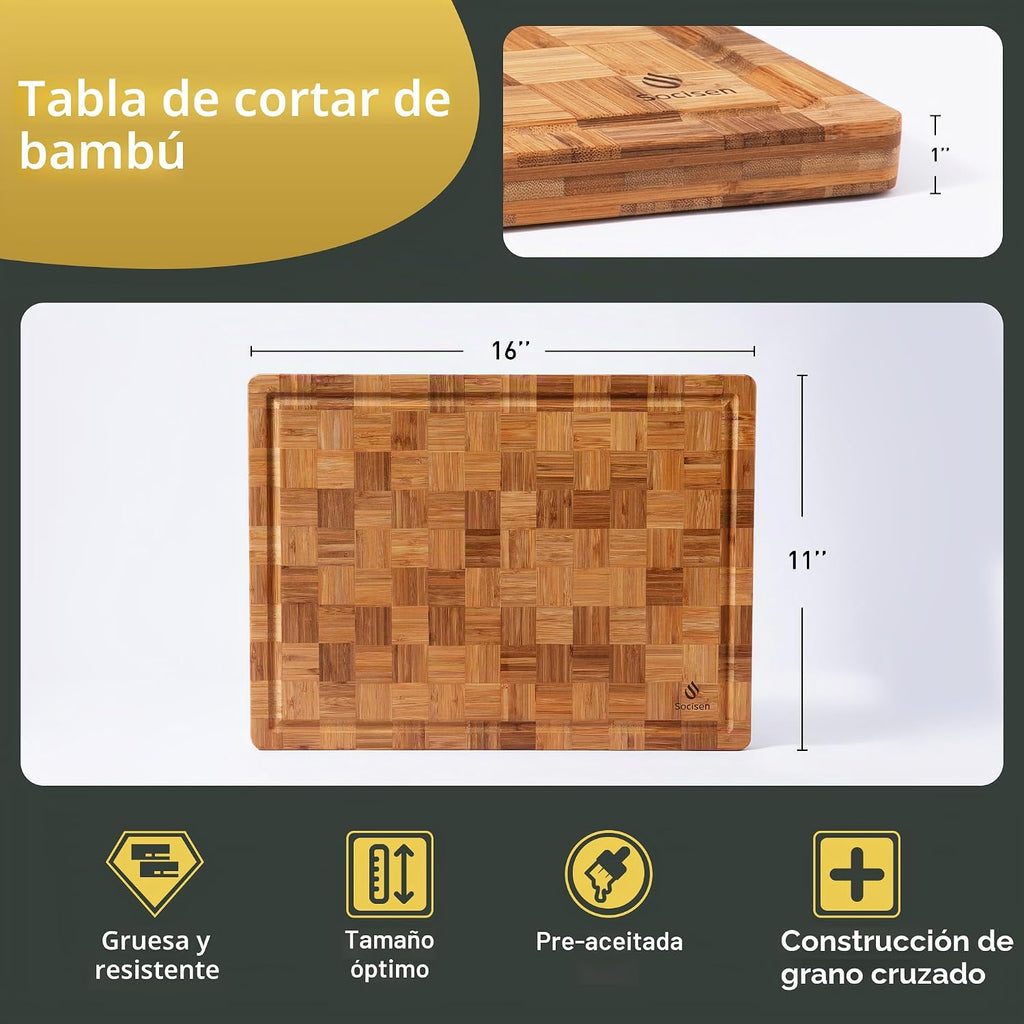 Tabla de cortar de bambú Tablas de cortar de madera de madera de 16 '' para cortar la cocina