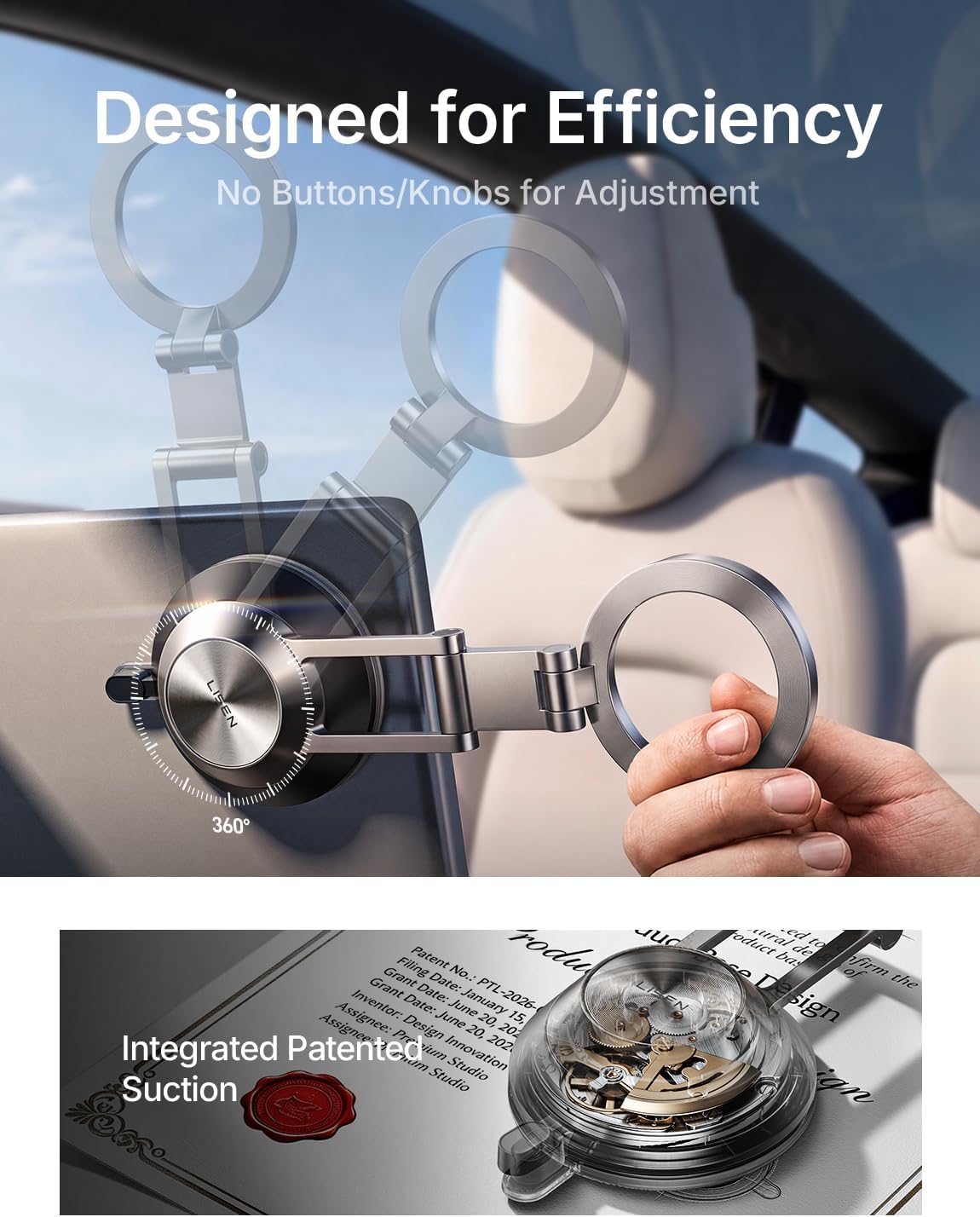 LISEN Soporte para teléfono Tesla 2026 [Ultra succión y ajuste libremente] Soporte plegable para teléfono Tesla Magsafe Soporte de coche para Tesla Modelo 3 Modelo Y S X para iPhone 18 Pro Max 17 16