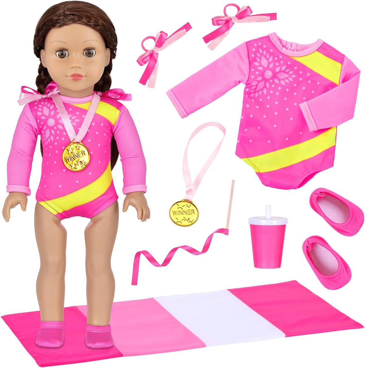 Ecore Fun Ropa y accesorios para muñecas de 18 pulgadas, Paquete de 8