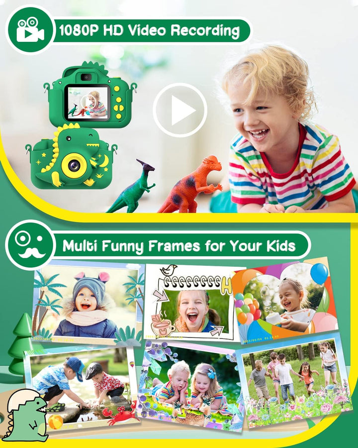 Cámara para niños, Cámara digital para niños pequeños de dinosaurio...