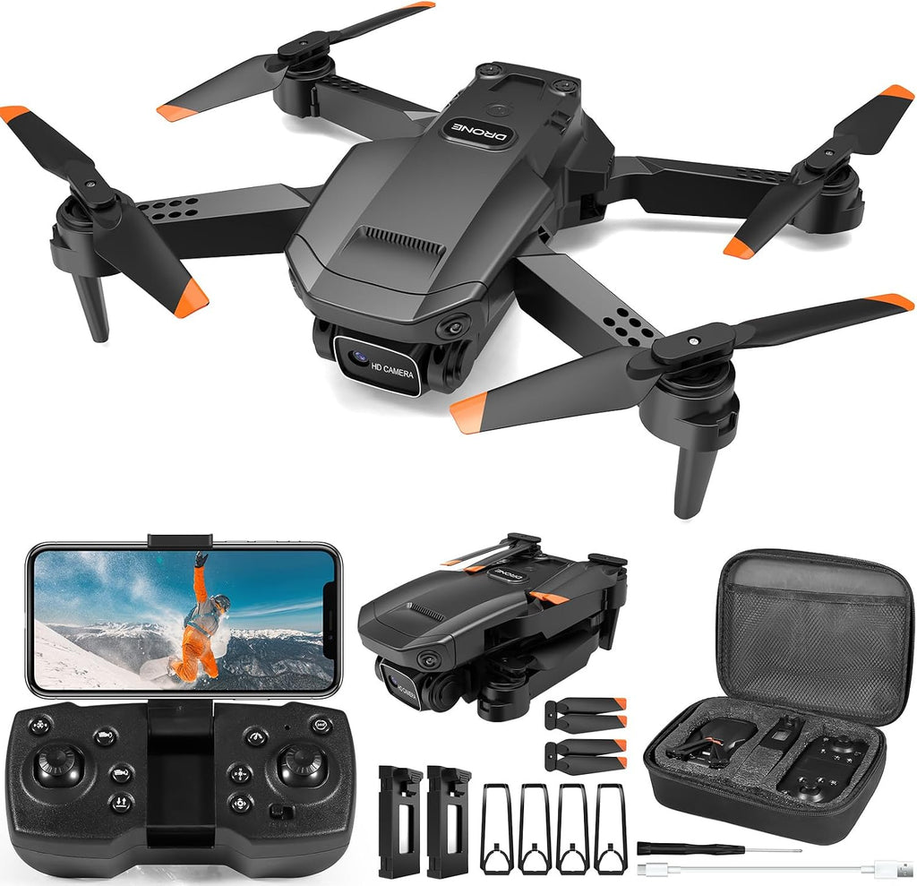 Dron con cámara para adultos, niños principiantes, 1080P HD FPV Mini Drone RC plegable con 2 baterías, retención de altitud, despegue/aterrizaje con una tecla, cámara ajustable de 90°, control de