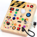Tablero de actividades con interruptores de luz LED, juguetes Montessori para niños de 1, 2, 3 años, tablero de actividades sensoriales de madera para niños pequeños, juguetes de viaje para niños y niñas de 1 año o más, regalo de cumpleaños