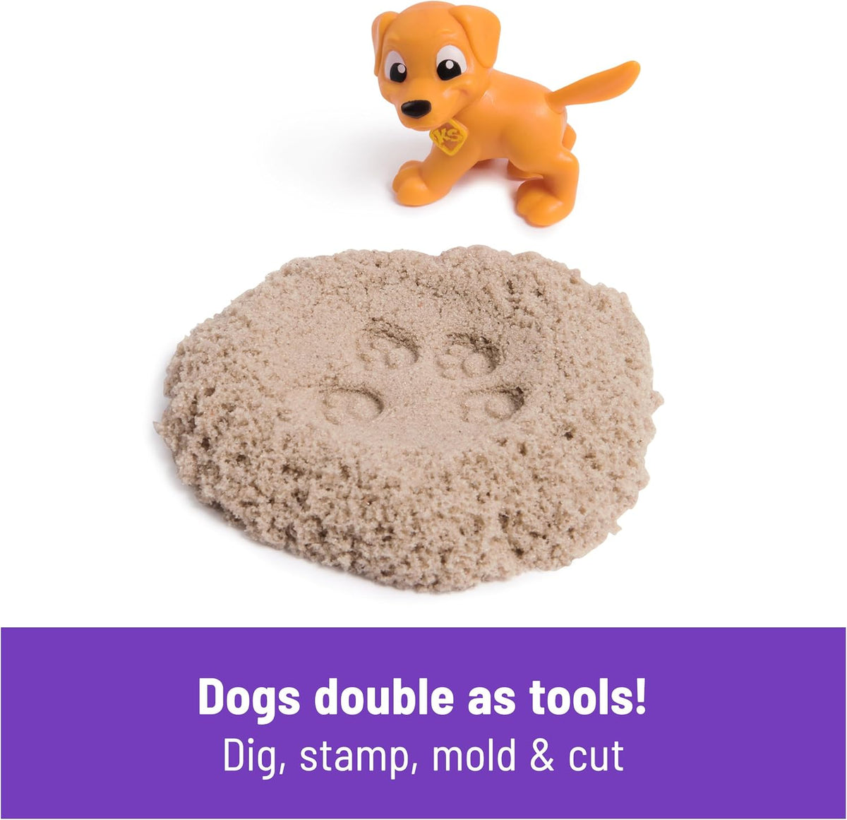 Kinetic Sand, Zona de juegos para cachorros, arena de 23.99 oz, 3 accesorios multiusos para perros, 2 herramientas de arena, estuche de transporte cómodo, juguetes para niños y niñas, a partir de 3