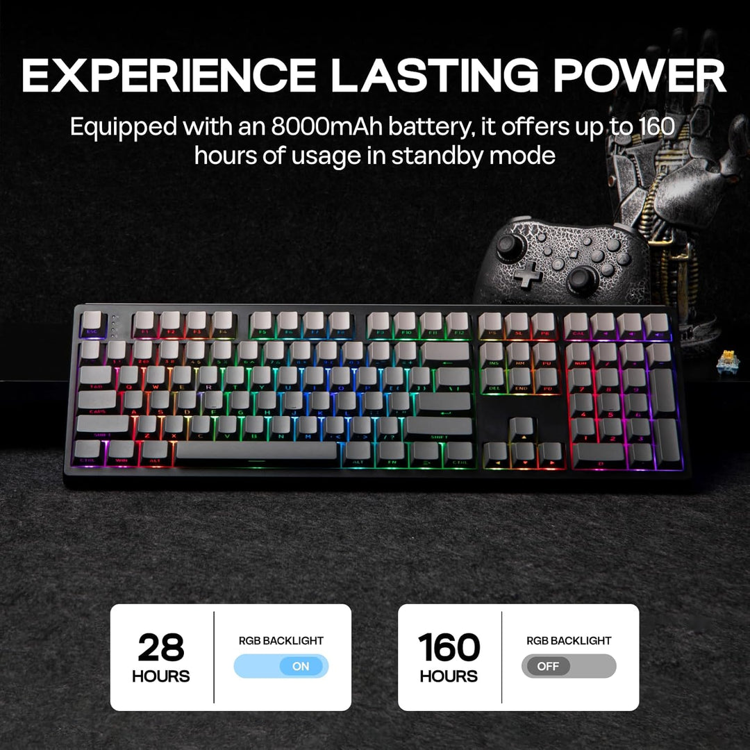 EPOMAKER TH108 Teclado mecánico de tamaño completo, teclado inalámb...