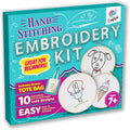 CraftLab Kit de bordado para niños, kit de costura para principiantes con 10 proyectos, aros, hilo, patrones
