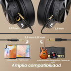 OneOdio Auriculares Bluetooth A70, Hi-Res Wired DJ Studio - Negro