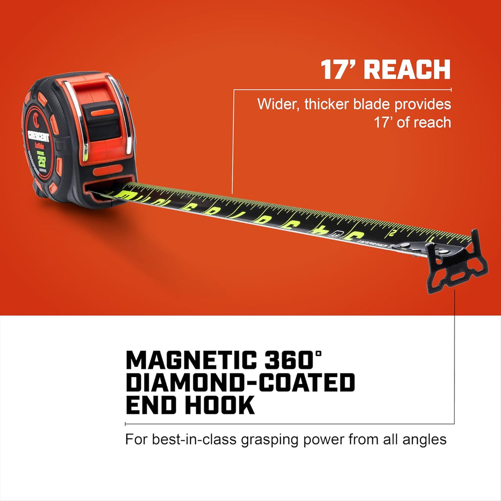Cinta métrica Crescent Lufkin de 25 pies SHOCKFORCE NITE EYE magnética | LM1325B-02