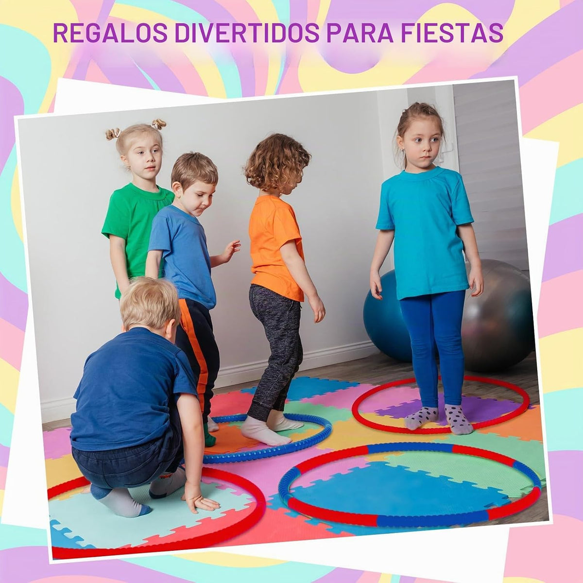 Halloscume 6 Piezas Aro de Ejercicio Desmontable Anillos de Fitness Ajustables Juguete de Plástico Aro de Fitness Juguetes de Patio Círculos de Colores para Juegos de Adolescentes Gimnasia Agilidad