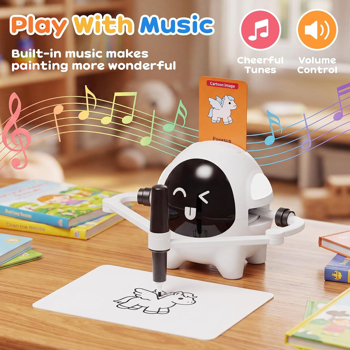 Robot de dibujo con 200 tarjetas Montessori Learning Toys para niños de 3