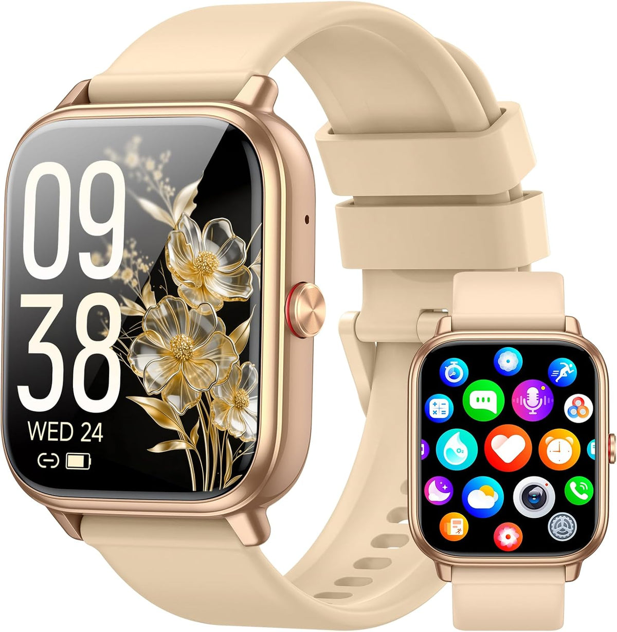 Reloj inteligente para hombres y mujeres, rastreador de fitness (respuesta/hacer llamada), batería de 1000 mAh, más de 120 modos deportivos, contador de pasos/monitor de sueño, reloj