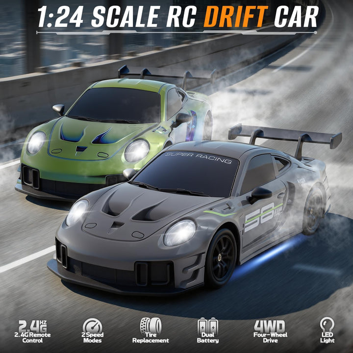 Aka Supaku Coche de deriva a control remoto, 1:24 4WD, vehículo con...