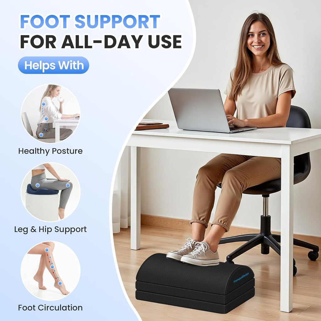 Lámpara TranquilRelax Reposapiés debajo del escritorio, taburete ajustable de 3