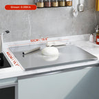 Tablas de cortar de acero inoxidable para cocina, tablas de cortar de acero inoxidable 304 con borde y almohadilla de silicona antideslizante para cortar carnes y frutas, fácil de limpiar (15.7 x 19.6