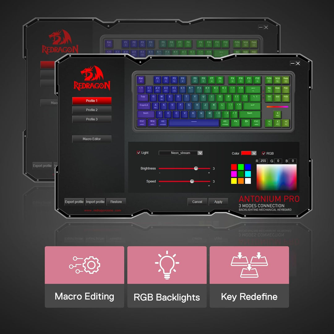Redragon K728 PRO 80% Teclado Gaming Inalámbrico con Junta Tórica,...