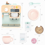 UMU® Cafetera de juguete de madera para niños, accesorio de cocina de juego de simulación para niños pequeños, juego de máquina de café expreso, juguete Montessori para edades de 3, 4, 5, 6