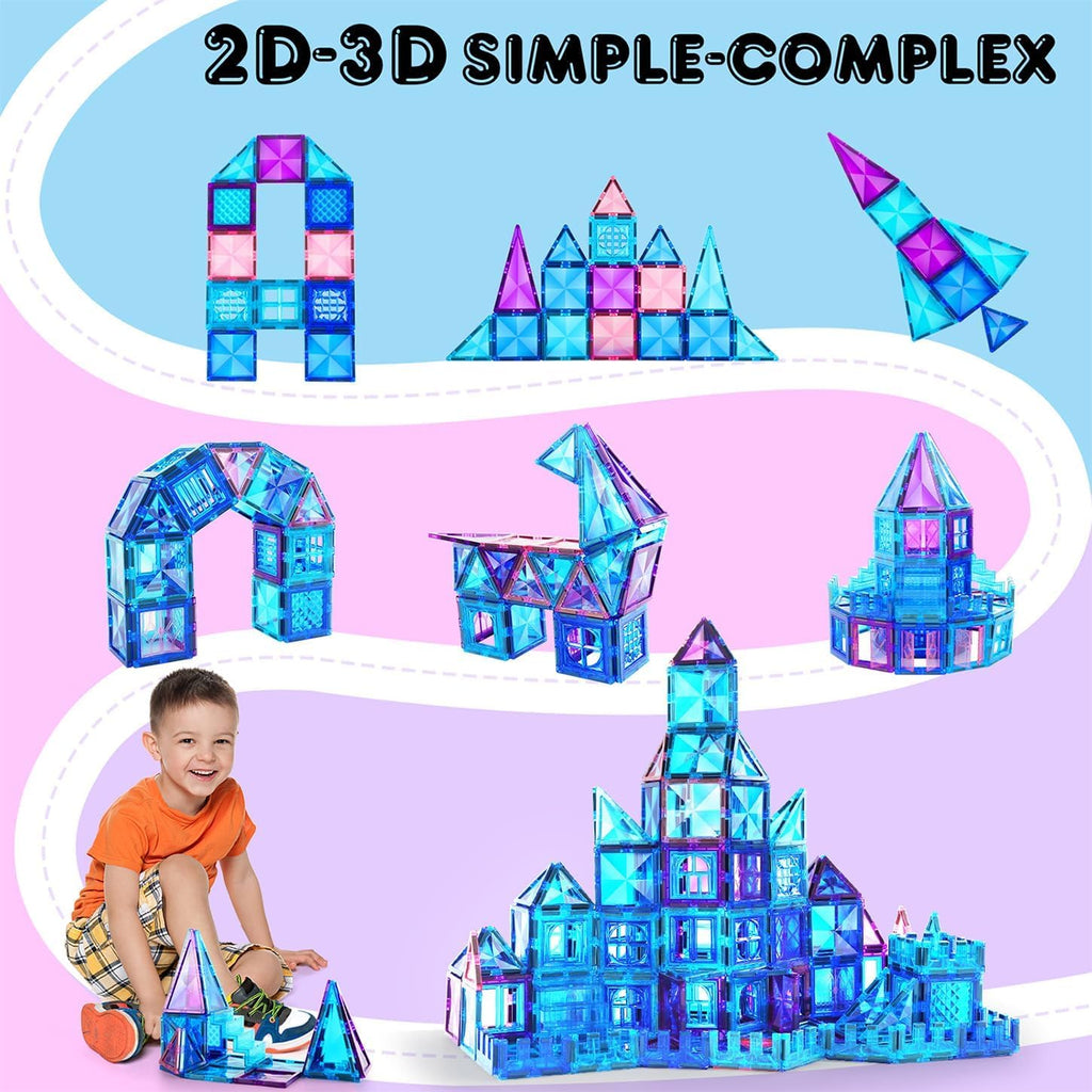 Azulejos magnéticos, 116 bloques de construcción magnéticos, bloques magnéticos de diamante 3D, juguetes de construcción para niños, juguetes educativos para niños y niñas de 3, 4, 5, 6, 7, 8