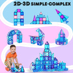 Azulejos magnéticos, 116 bloques de construcción magnéticos, bloques magnéticos de diamante 3D, juguetes de construcción para niños, juguetes educativos para niños y niñas de 3, 4, 5, 6, 7, 8