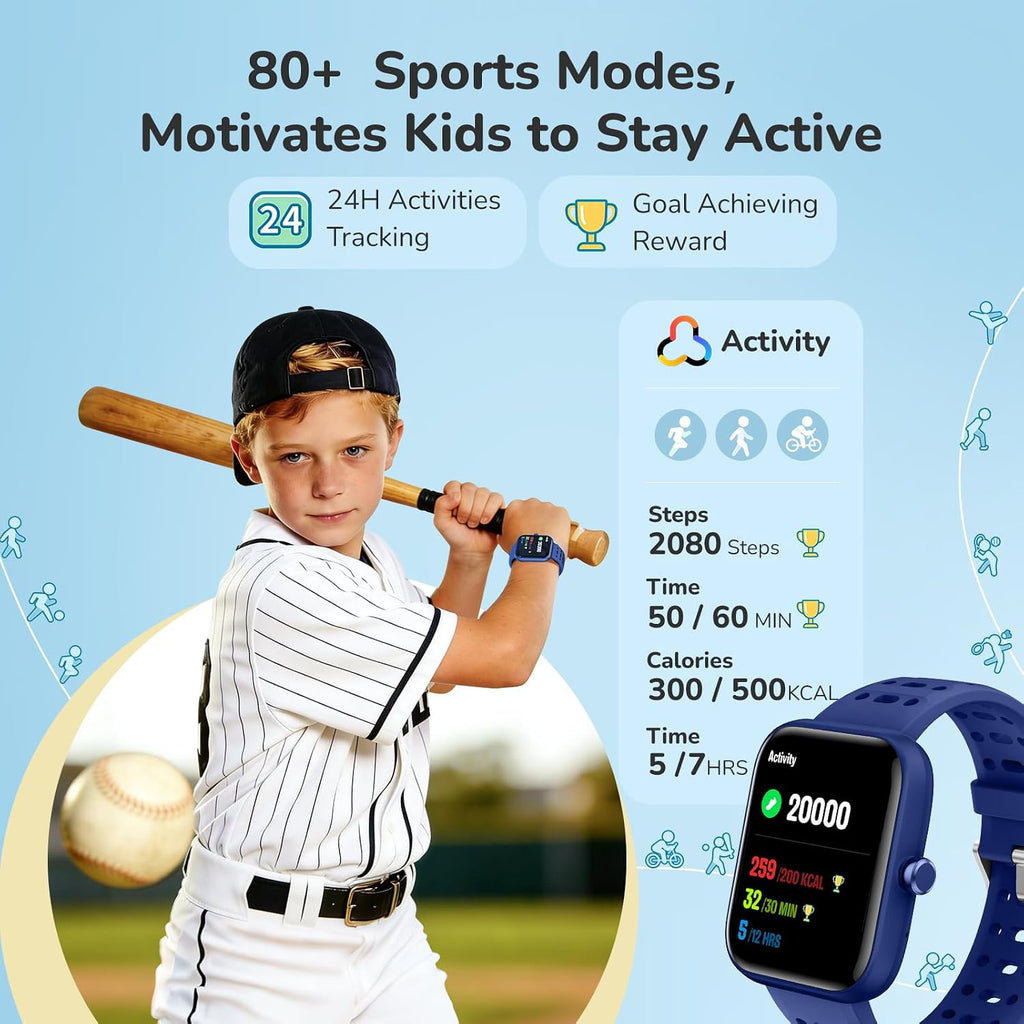 ENOMIR Reloj inteligente para niños con monitor de salud, podómetro, 2