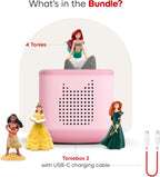 Toniebox 2 Audio Player Disney Princess Bundle para Kids 3+ con Ariel, Moana, Merida, y Belle - Cloud Pink