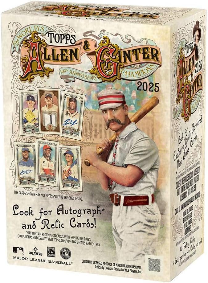 Topps 2025 Allen & Ginter - Caja de béisbol Blaster Value de 8 paquetes