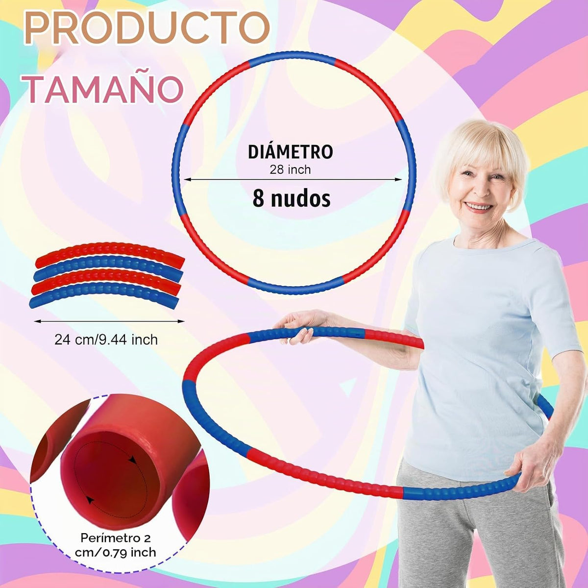 Halloscume 6 Piezas Aro de Ejercicio Desmontable Anillos de Fitness Ajustables Juguete de Plástico Aro de Fitness Juguetes de Patio Círculos de Colores para Juegos de Adolescentes Gimnasia Agilidad