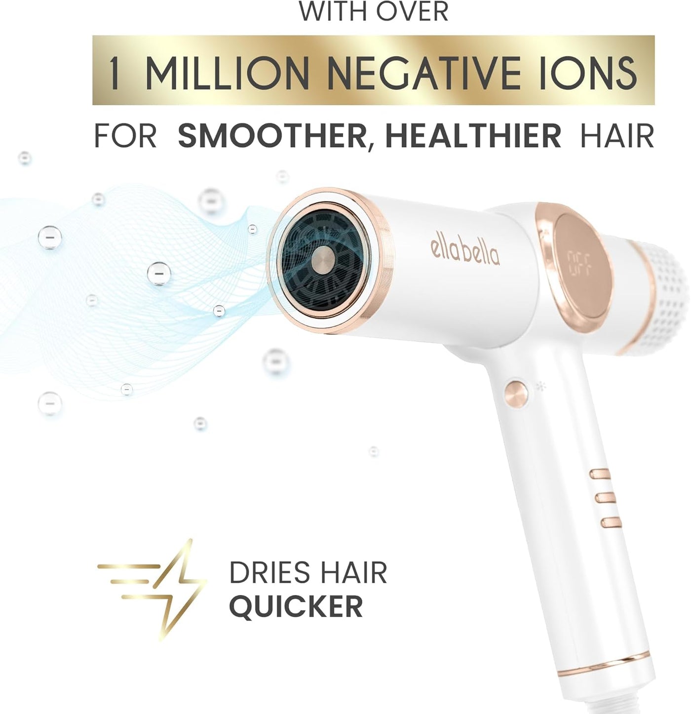 ELLA BELLA® Secador de pelo iónico profesional con difusor \u2022 S...