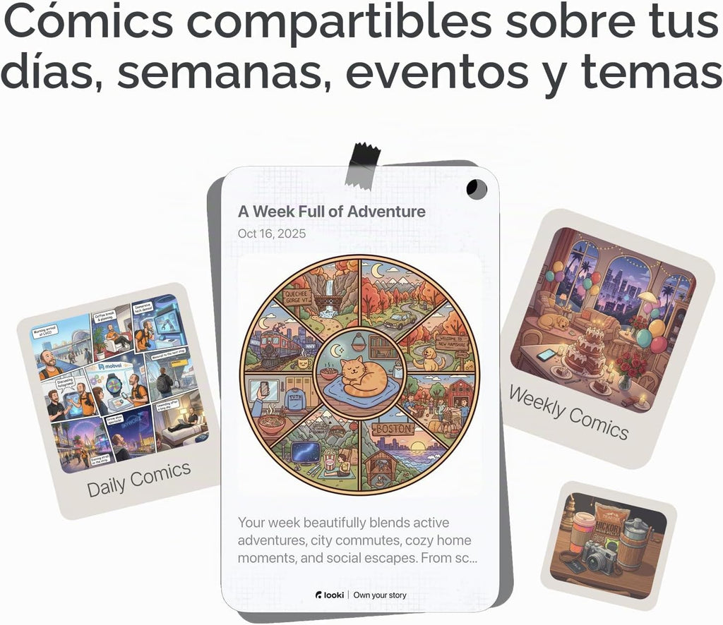 Looki L1 AI Multimodal usable de por vida, dispositivo de registro de vida ligero de acción manos libres de 1.13 oz con video de 1080P, 3 micrófonos, vlogs de IA y cómics, inteligencia proactiva