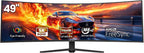 CRUA - Monitor curvo ultra ancho DQHD de 49 pulgadas y 165 Hz, 1500...