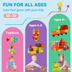 Ryoichi 138PCS Magnetic Tiles Set con 2 Cars para Kids Ages 3-9+ Years