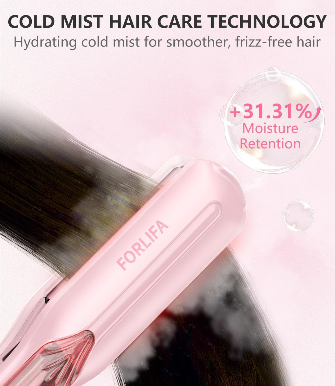 FORLIFA Plancha de pelo de vapor 2 en 1, plancha plana de 1.5 pulga...