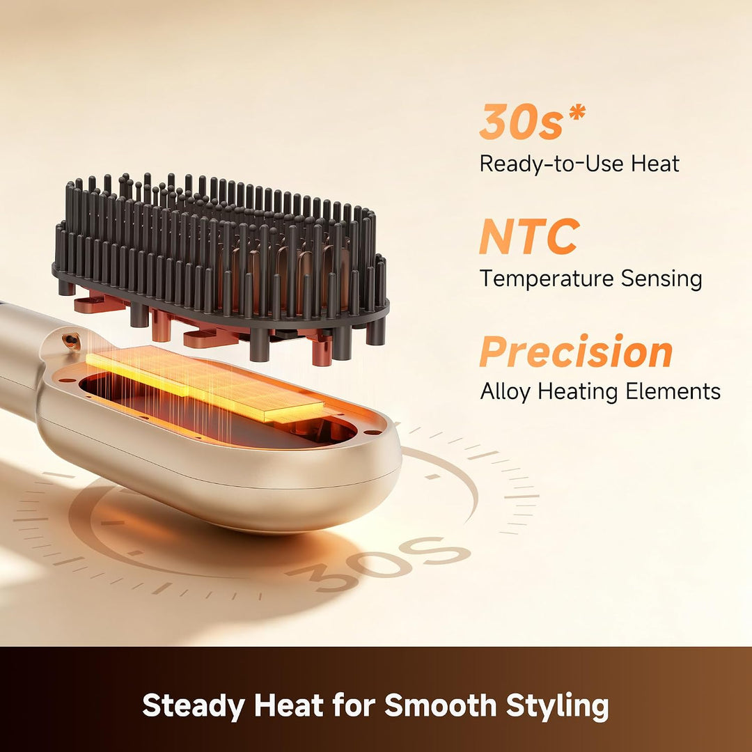 Dreame Voya Hair Straightener Brush, PTC Heating Straightening Comb...