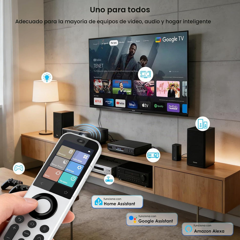 SofaBaton Control remoto universal X2 con repetidor IR R1, pantalla táctil, 2.4 GWiFi, BT, IR, RF, teclado numérico, temporizador de sueño, control remoto inteligente todo en uno con actividades