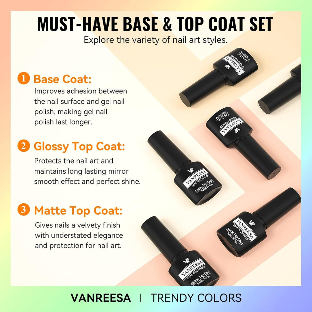 Vanreesa - Juego de 24 esmaltes de gel para uñas, 21 colores brilla...