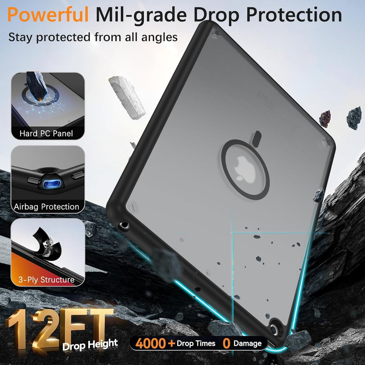 BENTOBEN Funda para iPad de 9ª/8ª/7ª generación, para iPad 10.2 2021/2020/2019 con fuerte diseño magnético, delgada, translúcida, mate, a prueba de golpes, funda protectora para tabletas de niños y