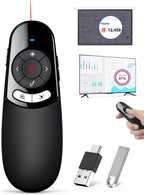 Puntero láser 2 en 1 para presentación digital, clicker en pantalla de TV con unidad flash USB, clicker de resaltado para presentación de PowerPoint USB C A para computadora portátil, MacBook, clicker PPT para aula de oficina