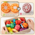 34Pcs Wooden Play Food para Toddlers - Toy Food con Velcro Fruit & Veggies