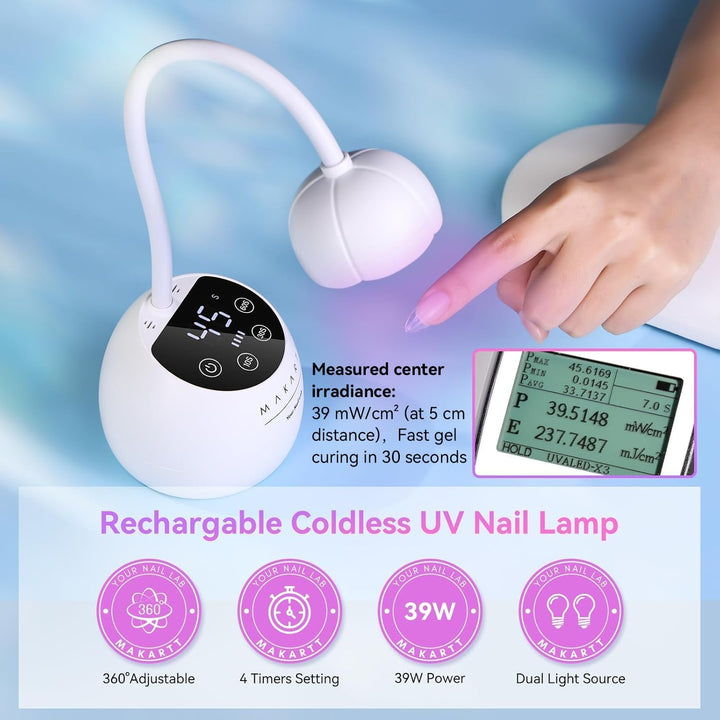 Makartt Lámpara de Uñas UV LED - Luz UV de Cuello de Cisne para Uña...