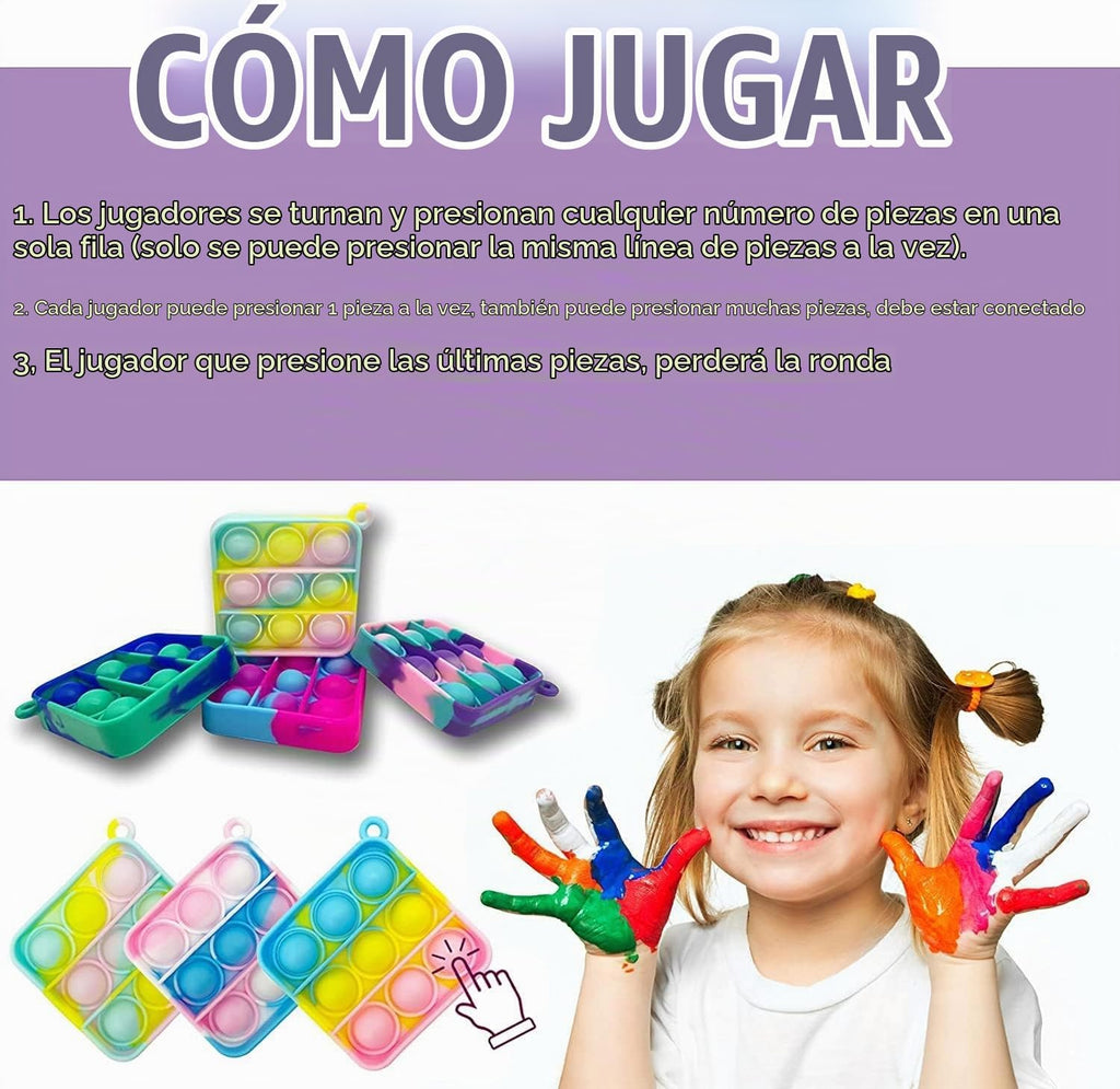 100 piezas de mini llavero de color aleatorio, juguete sensorial de silicona para apretar burbujas que hacen divertido para niños, alivio de ansiedad y estrés para adultos