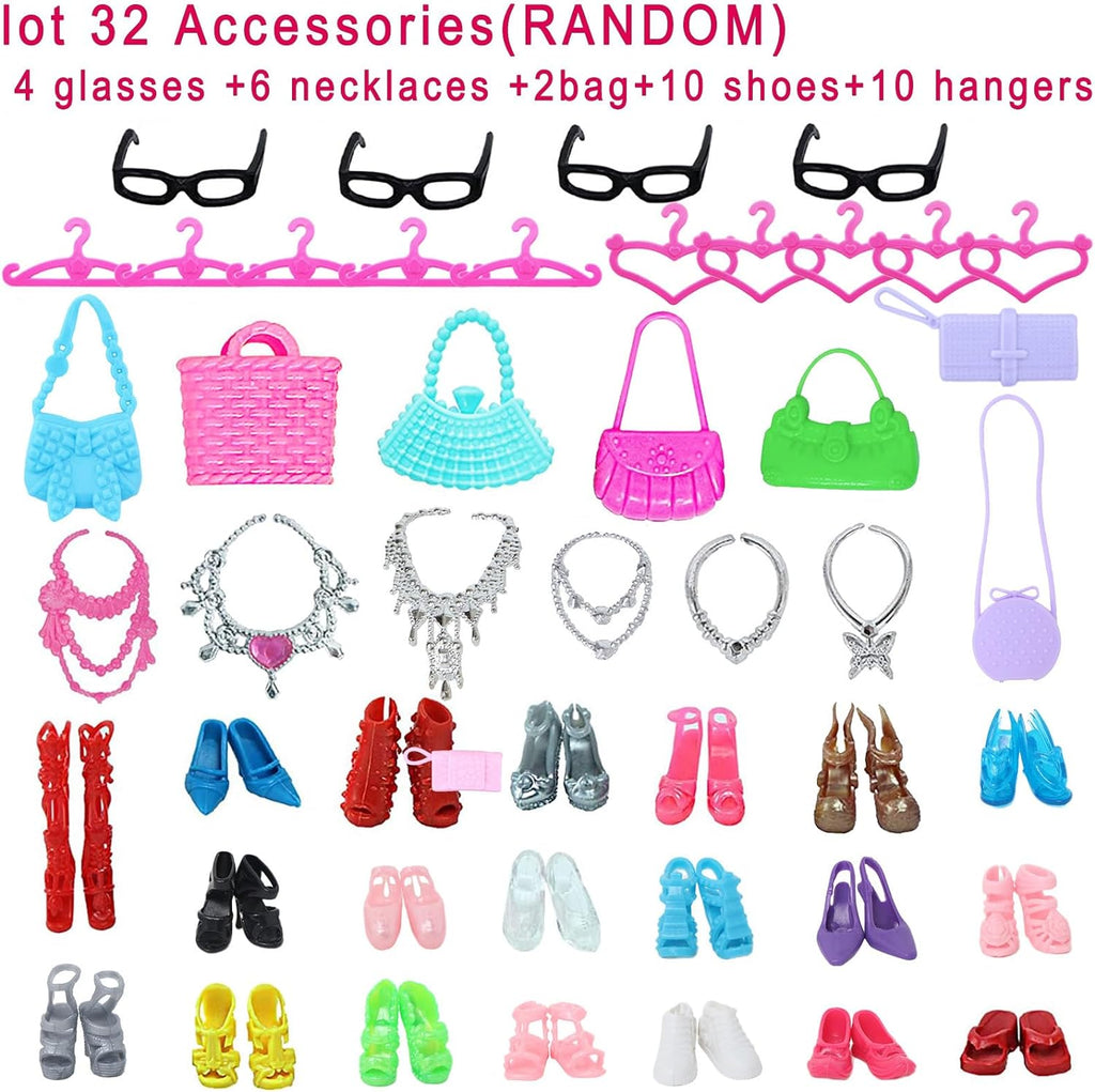 BJDBUS 42 piezas de ropa y accesorios para muñecas