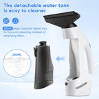 Aspiradora de ventana inalámbrica, 2000 Pa, limpiador eléctrico recargable de ventana con tanque de agua de 6.8 fl oz, kit de limpieza con botella de spray y almohadilla de microfibra para vidrio