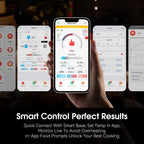 Termómetro inalámbrico inteligente WiFi para carne con alcance ilimitado, 7 sensores certificados NIST, precisión de ±0.5°F, Sub-1G (10 veces más fuerte que Bluetooth), APP y base digital