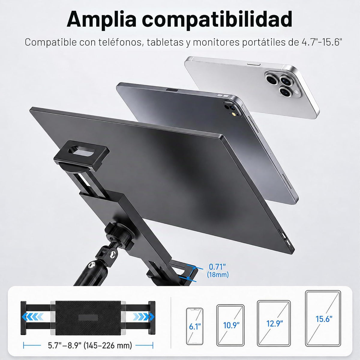 Soporte para iPad para escritorio, soporte de escritorio ajustable para iPad con abrazadera en C