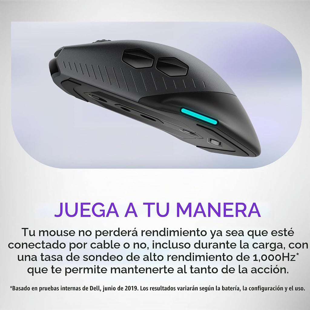 Alienware Ratón inalámbrico para juegos AW610M, 16000 DPI, 400 IPS