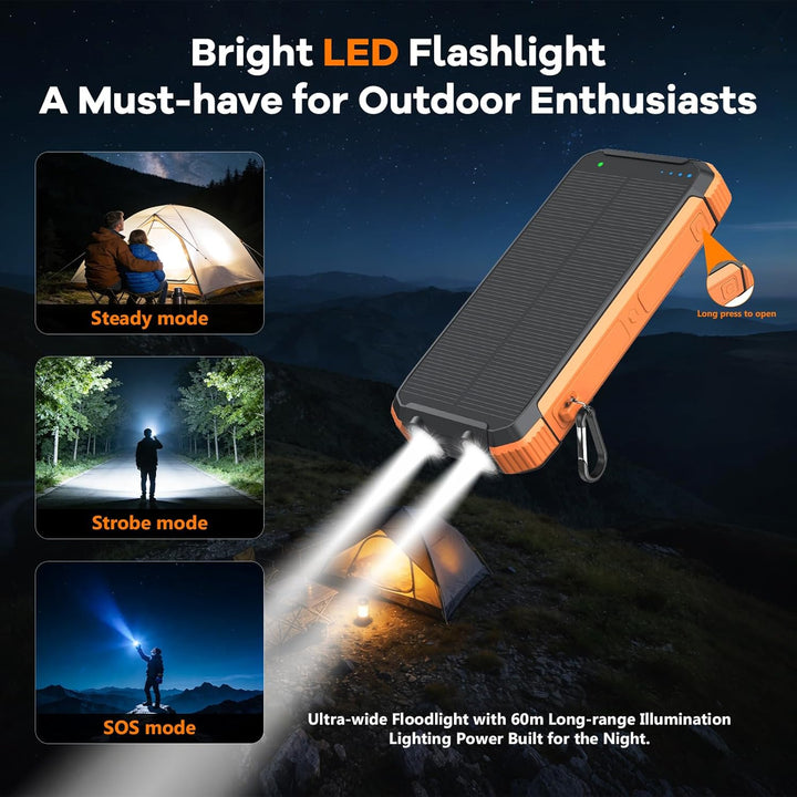 ERRBBIC Cargador solar de 20000 mAh, cargador inalámbrico portátil,...