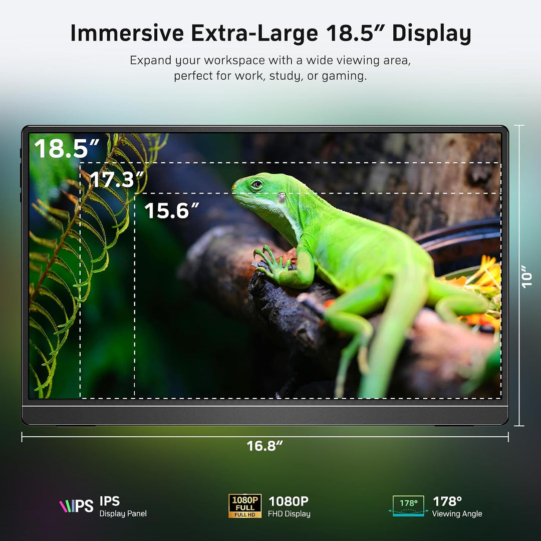 Anyuse Monitor portátil de 18.5 pulgadas 100Hz FHD 1080P IPS con so...