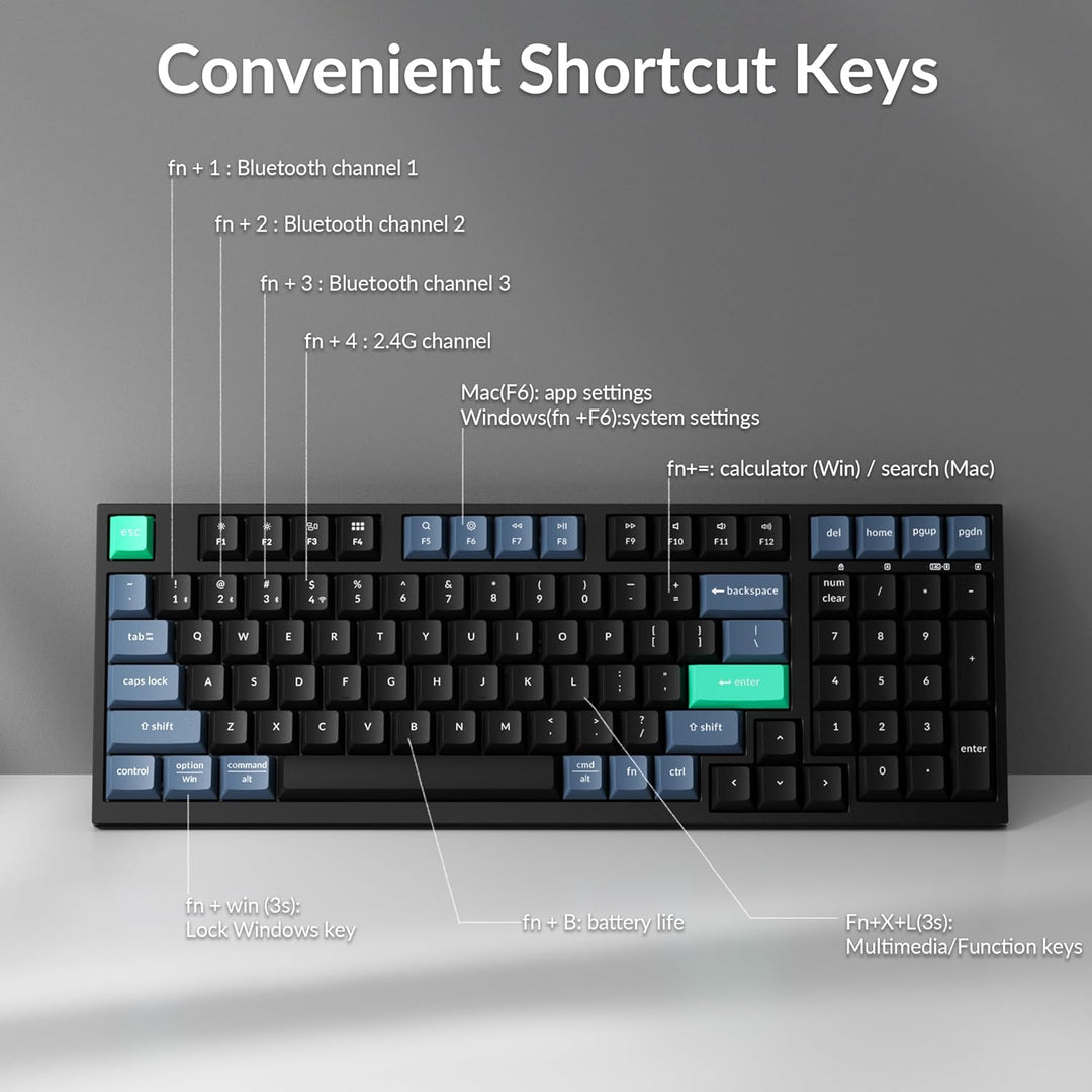 Keychron Teclado inalámbrico B35, 2.4 GHz\/Bluetooth 96% teclado de...