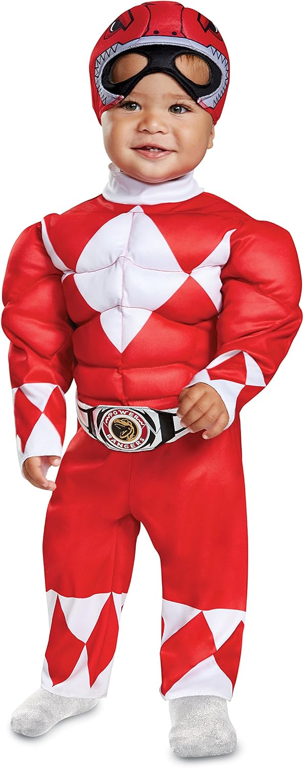 Disguise Red Ranger - Disfraz infantil infantil musculoso, rojo, (12-18 meses)