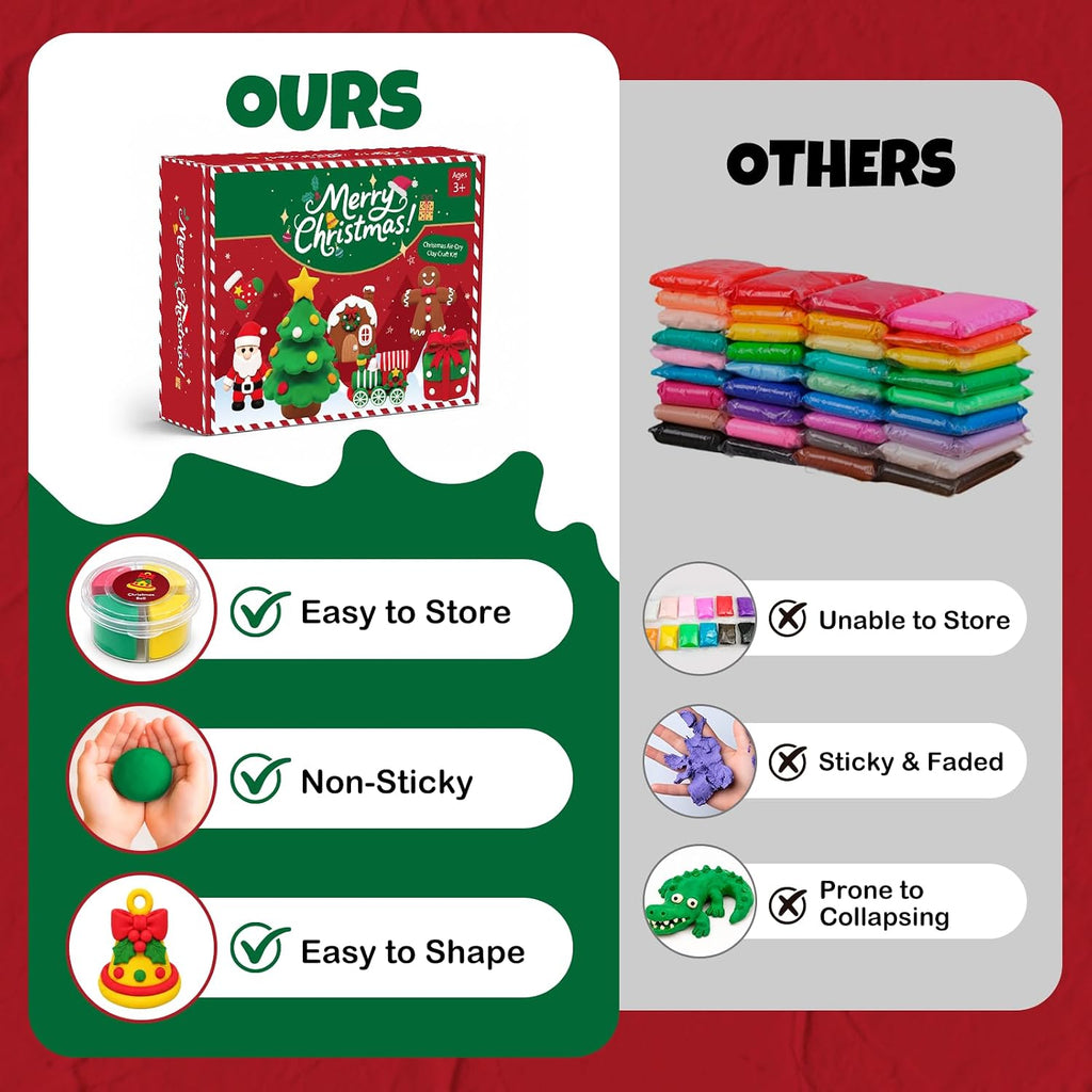 Kit de arcilla seca al aire para niños, modelado de Navidad, juego de